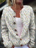 Floral Pattern Printed Buttoned Cardigan