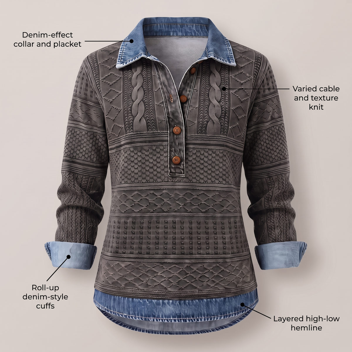 NIVELLE MODERN HALF-BUTTON SWEATER