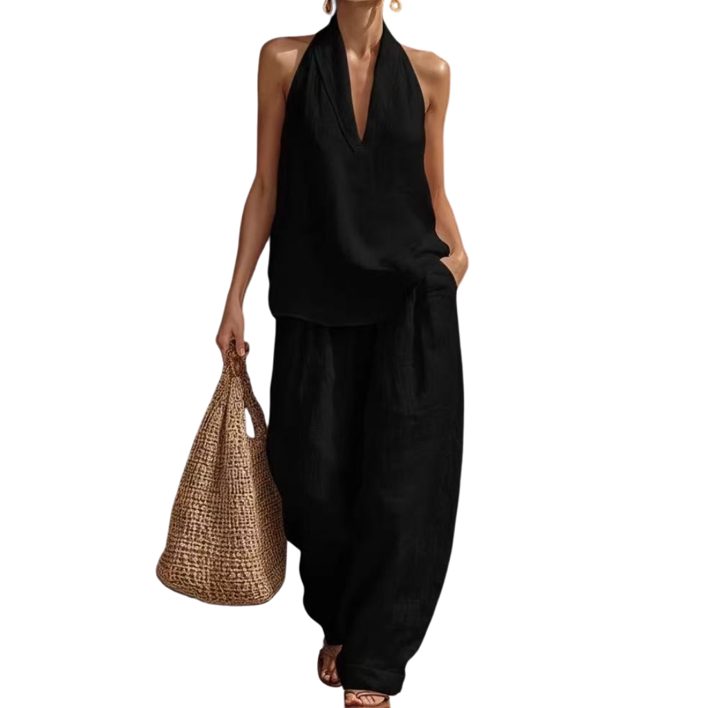 Ismerie | Conjunto Fluido de Dos Piezas con Escote Halter