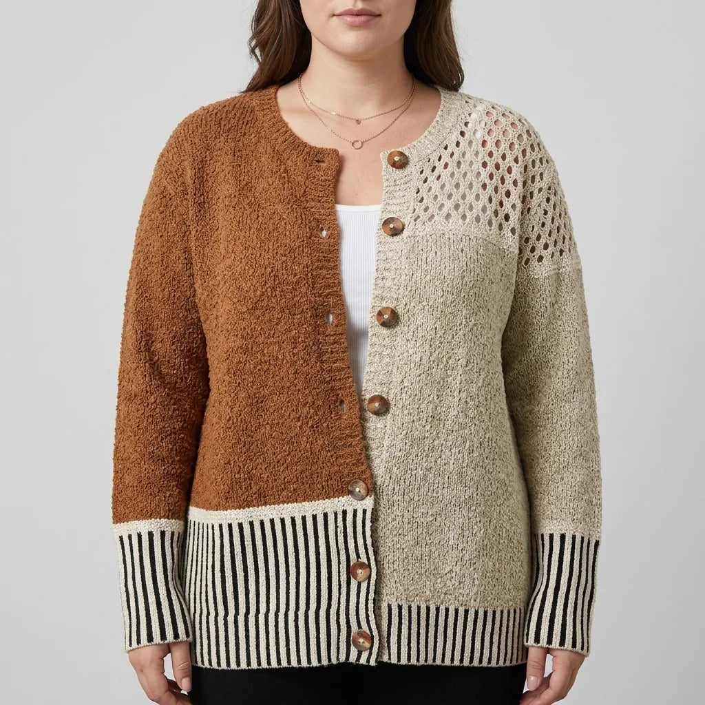 Minimalist Abstract Polka Dots Print Buttoned Cardigan