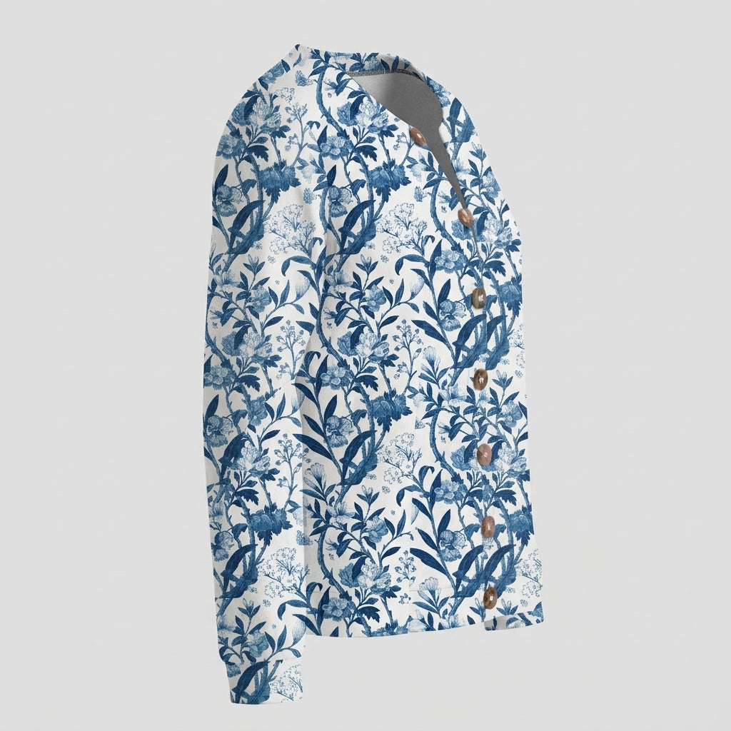 Floral Pattern Print Buttoned Cardigan