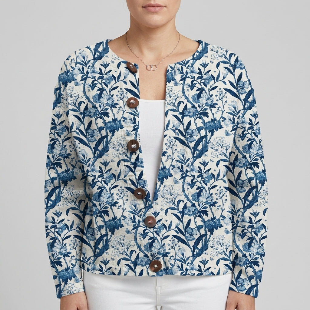 Floral Pattern Print Buttoned Cardigan