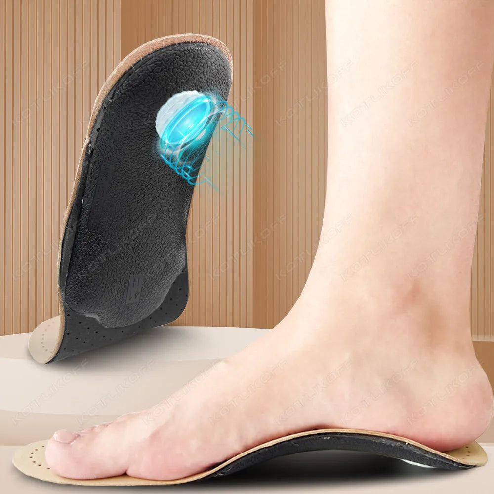 Genuine Leather Orthopedic Insoles For Flat Foot Arch Support Shoe Pad Deodorizing Breathable Arch Foot Care Sole Insert