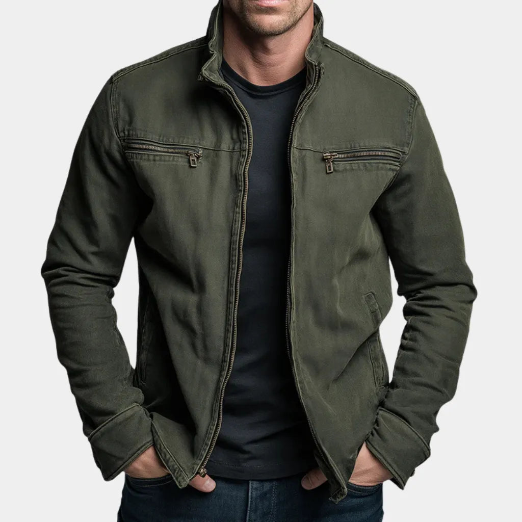 CARLOS™ | Chaqueta Vintage de Algodón con Cremallera