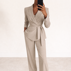 Tabitha | Conjunto de Pantalón de Pernera Ancha con Cinturón Ajustable