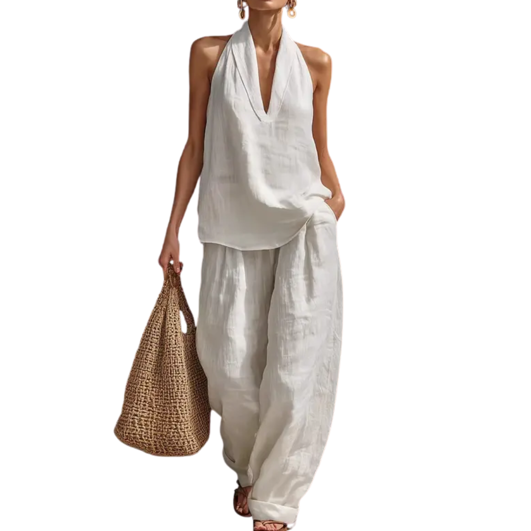 Ismerie | Conjunto Fluido de Dos Piezas con Escote Halter