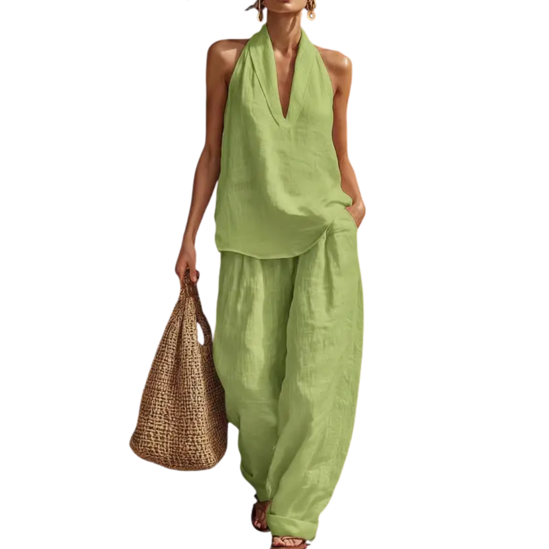 Ismerie | Conjunto Fluido de Dos Piezas con Escote Halter