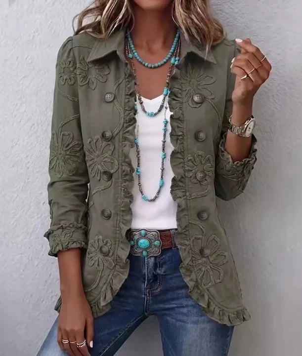 Alessandra | Veste boho-chic brodée à finitions volantées