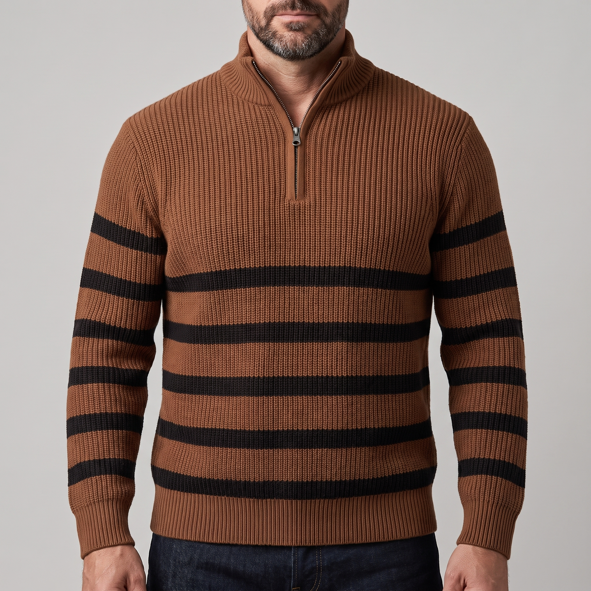 BLACKWELL STRIPE ZIP SWEATER