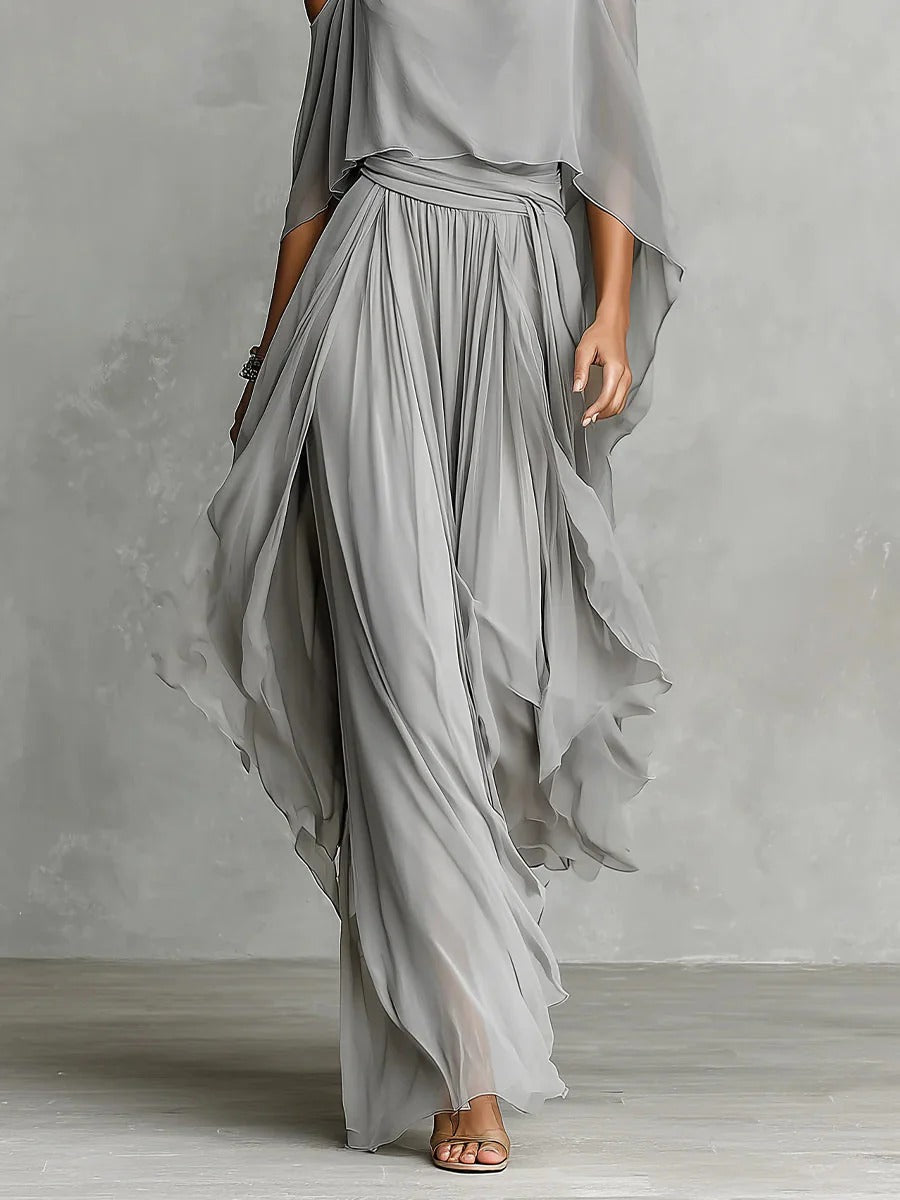Meliora | Conjunto Fluido Gris con Top de Tirantes y Pantalón Ligero