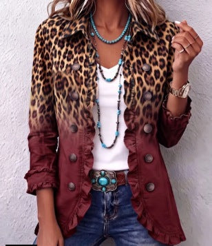 Livia | Blazer léopard ombré à volants