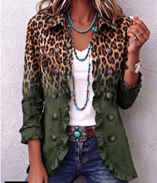 Ludovica | Blazer léopard ombré à volants